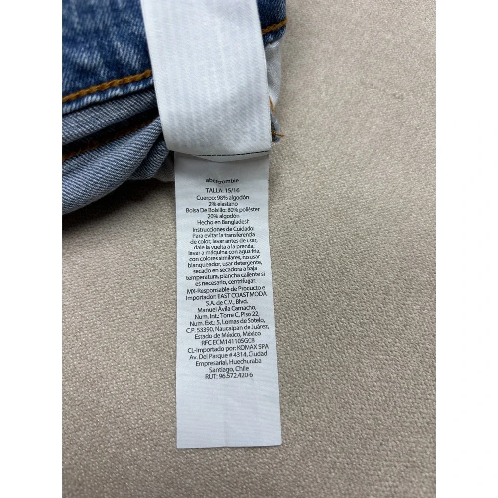 Abercrombie Kids Jeans Girls 15/16 Blue High Rise Wide Leg Denim Bow Crochet